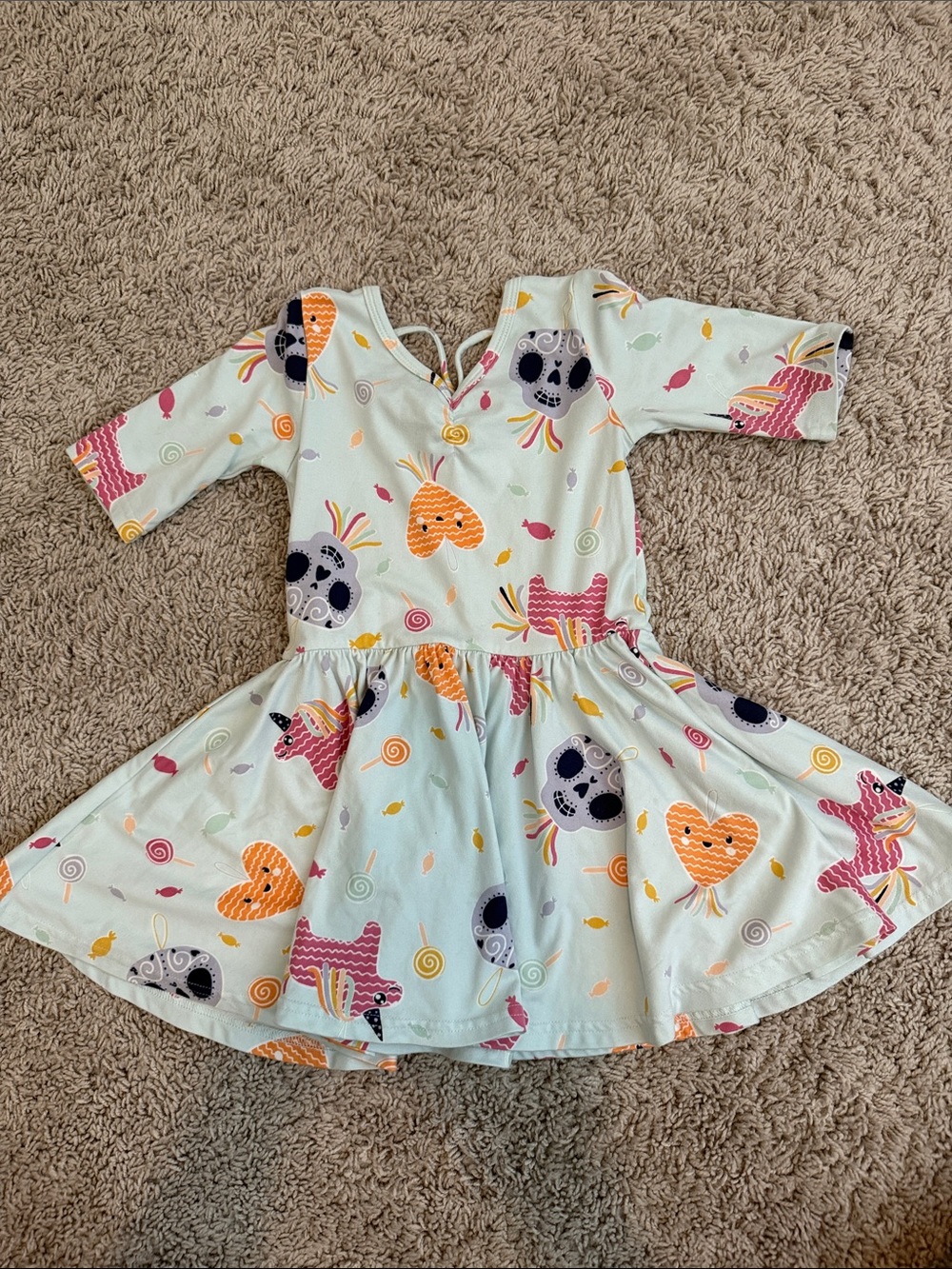 Dot Dot Smile Mint Twirl Dress with Pink, Orange & Black Candy Print